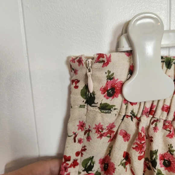 Alythea A-Line Linen Pink Floral Swing Skirt Size 1X Femme Cottagecore Romantic - Picture 5 of 9